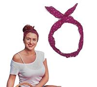 Lizzy Wired Hair Headband | Retro Rockabilly Adjustable Plain & Printed Wire Headbands Hair Accessory Head Wrap Vintage Various Colour & Designs (Star Hot Pink, One Size)