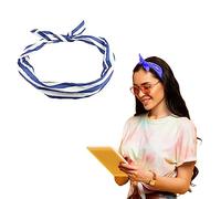 Lizzy Wired Hair Headband | Retro Rockabilly Adjustable Plain & Printed Wire Headbands Hair Accessory Head Wrap Vintage Various Colour & Designs (Stripe Blue, One Size)