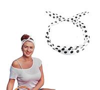 Lizzy Wired Hair Headband | Retro Rockabilly Adjustable Plain & Printed Wire Headbands Hair Accessory Head Wrap Vintage Various Colour & Designs (Polka Dot White, One Size)