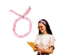 Lizzy Wired Hair Headband | Retro Rockabilly Adjustable Plain & Printed Wire Headbands Hair Accessory Head Wrap Vintage Various Colour & Designs (Polka Dot Baby Pink, One Size)