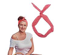 Lizzy Wired Hair Headband | Retro Rockabilly Adjustable Plain & Printed Wire Headbands Hair Accessory Head Wrap Vintage Various Colour & Designs (Star Peach, One Size)