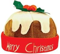 Lizzy x 1 Christmas Pudding Hat with Holly (Adult) | Beanie Hat with Holly Berries One Size Hair Accessory for Xmas Parties Elves Party Hats for Christmas Favours