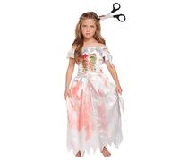Lizzy Zombie Daughter Costumes with Blooded Scissor Headband | Halloween Dresses Kids Girls Children Scary long sleeve Zombie Fairy Fancy Dress party outfit Skeleton (Medium 7-9)
