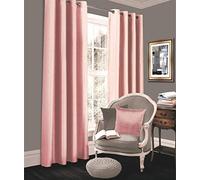 LJ Luxury Faux Silk Curtains Eyelet Top Fully Lined Ring Top Curtain Pairs With Two Tie Backs (Blush Pink, 66" wide x 72" drop)