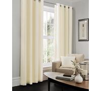 LJ Luxury Faux Silk Curtains Eyelet Top Fully Lined Ring Top Curtain Pairs With Two Tie Backs (Cream, 66" wide x 54" drop)