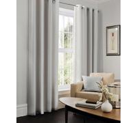 LJ Luxury Faux Silk Curtains Eyelet Top Fully Lined Ring Top Curtain Pairs With Two Tie Backs (Silver, 90" wide x 90" drop)