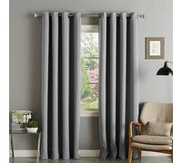 LJ New Blackout Luxury Thermal Curtains Eyelet Top Ring Top Thick Curtain Pairs (Silver, 90" wide x 90" drop)