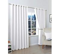 LJ New Blackout Luxury Thermal Curtains Eyelet Top Ring Top Thick Curtain Pairs (White, 66" wide x 54" drop)