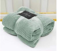 LJ Popcorn Waffle Style Luxurious Throws Super Soft Warm Cosy Sofa and Bed Fleece Blankets (Duck Egg, Double -150x200cms)