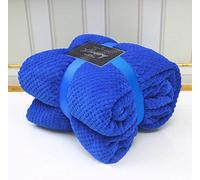 LJ Popcorn Waffle Style Luxurious Throws Super Soft Warm Cosy Sofa and Bed Fleece Blankets (Electric Blue, Double -150x200cms)