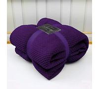 LJ Popcorn Waffle Style Luxurious Throws Super Soft Warm Cosy Sofa and Bed Fleece Blankets (Purple, King - 200x240cms)