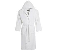 LJ Unisex 100% Egyptian Cotton Hooded Bathrobes Womens Mens Super Soft Terry Towelling Extra Absorbent Hotel Quality 650 GSM Cosy Dressing Gowns Housecoat Nightwear (Medium, White, m)