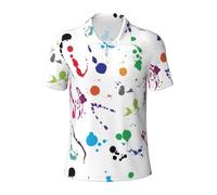 LJABCVNN Abstract Paint Splashes Print Men's Polo Shirts, Worthy Casual and Business, Suitable for Most Adult Men Black