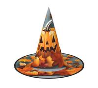 LJABCVNN Autumn Leaves Thanksgiving Day Pumpkin Print Halloween Witch Hat For Halloween Party, Carnival, A Must Have Costume Accessories