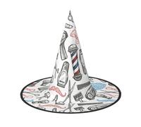 LJABCVNN Barber Shop Monochrome Style Print Halloween Witch Hat For Halloween Party, Carnival, A Must Have Costume Accessories