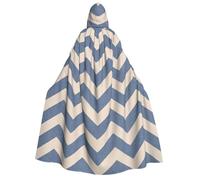 LJABCVNN Blue Beige Stripe Print Adult Halloween Hooded Cloak, Comfortable For Cosplay/Parties/Haunted Houses