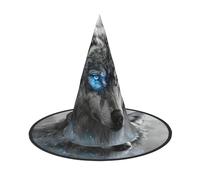 LJABCVNN Blue Eyes Wolf Print Halloween Witch Hat For Halloween Party, Carnival, A Must Have Costume Accessories