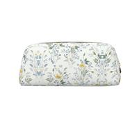 LJABCVNN Blue Flower Floral Pattern Roses Print Leather Pouch with Zipper, Storage Bag, Makeup Organizer for Office & Daily Use