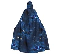 LJABCVNN Blue Galaxy Print Adult Halloween Hooded Cloak, Comfortable For Cosplay/Parties/Haunted Houses