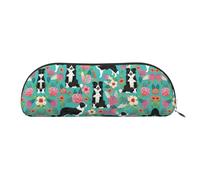 LJABCVNN Border Collie Florals Print Pencil Bag for Boys & Girls for School Office Travel, Back to School Present
