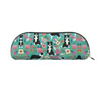 LJABCVNN Border Collie Florals Print Pencil Bag for Boys & Girls for School Office Travel, Back to School Present