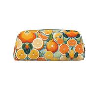 LJABCVNN Citrus Fruit Pattern Print Leather Pouch with Zipper, Storage Bag, Makeup Organizer for Office & Daily Use