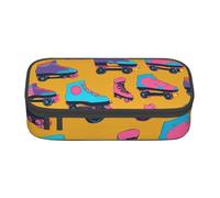 LJABCVNN Colorful Roller Skates Print Multi-Functional Pencil Case, Stationery Organizer Box for Men and Women