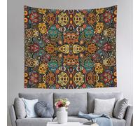 LJABCVNN Colorful Sugar Skulls Print Polyester Tapestry, Indoor Outdoor Wall Decor For Bedroom, Garden, Picnic