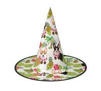 LJABCVNN Corgi Hawaiian Tropical Summer Pineapple Print Halloween Witch Hat For Halloween Party, Carnival, A Must Have Costume Accessories