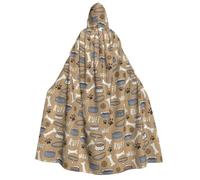 LJABCVNN Cute Dog Bone Bowl Woof Paw Print Adult Halloween Hooded Cloak, Comfortable For Cosplay/Parties/Haunted Houses