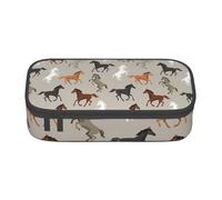 LJABCVNN Cute Horse Print Multi-Functional Pencil Case, Stationery Organizer Box for Men and Women