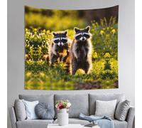 LJABCVNN Cute Raccoon Print Polyester Tapestry, Indoor Outdoor Wall Decor For Bedroom, Garden, Picnic