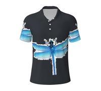 LJABCVNN Dragonfly Print Men's Polo Shirts, Worthy Casual and Business, Suitable for Most Adult Men Black