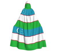 LJABCVNN Flag Of The Republic Of Uzbekistan Print Adult Halloween Hooded Cloak, Comfortable For Cosplay/Parties/Haunted Houses
