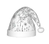 LJABCVNN Flowering Herbs And Herbaceous Plants Print Kids' Plush Christmas Hat, Xmas Hat For Holiday Gatherings, Christmas, Halloween
