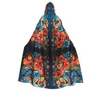 LJABCVNN Flowers And Butterfly Print Unisex Adult Halloween Hooded Cloak For Cosplay/Parties/Stage/Costume Balls