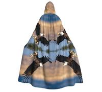 LJABCVNN Flying Eagle Print Adult Halloween Hooded Cloak, Comfortable For Cosplay/Parties/Haunted Houses