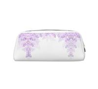 LJABCVNN Framing Lilac Flowers in Blossom Print Leather Pouch with Zipper, Storage Bag, Makeup Organizer for Office & Daily Use