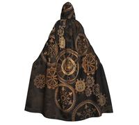 LJABCVNN Gears Clock Bronze Century Print Adult Halloween Hooded Cloak, Comfortable For Cosplay/Parties/Haunted Houses
