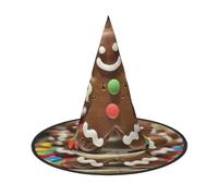 LJABCVNN Gingerbread Man Candy Print Halloween Witch Hat For Halloween Party, Carnival, A Must Have Costume Accessories