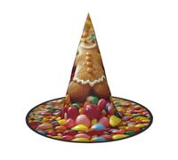 LJABCVNN Gingerbread Man Candy Print Halloween Witch Hat For Halloween Party, Carnival, A Must Have Costume Accessories