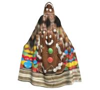 LJABCVNN Gingerbread Man Candy Print Unisex Adult Halloween Hooded Cloak For Cosplay/Parties/Stage/Costume Balls