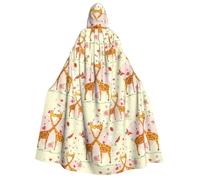 LJABCVNN Giraffe Heart Flower Butterfly Print Adult Halloween Hooded Cloak, Comfortable For Cosplay/Parties/Haunted Houses