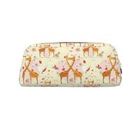 LJABCVNN Giraffe Heart Flower Butterfly Print Leather Pouch with Zipper, Storage Bag, Makeup Organizer for Office & Daily Use