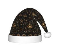 LJABCVNN Gold Lotus Flowers Print Kids' Plush Christmas Hat, Xmas Hat For Holiday Gatherings, Christmas, Halloween