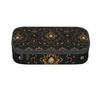 LJABCVNN Gold Lotus Flowers Print Multi-Functional Pencil Case, Stationery Organizer Box for Men and Women