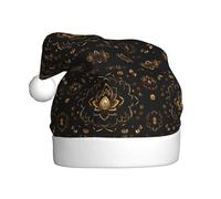 LJABCVNN Gold Lotus Flowers Print Unisex Adult Christmas Hat, Polyester Xmas Hat For Family Holidays & Traditions