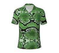 LJABCVNN Green Snakeskin Print Men's Polo Shirts, Worthy Casual and Business, Suitable for Most Adult Men