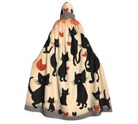LJABCVNN Happy Walking Kitty Print Adult Halloween Hooded Cloak, Comfortable For Cosplay/Parties/Haunted Houses