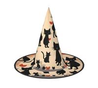 LJABCVNN Happy Walking Kitty Print Halloween Witch Hat For Halloween Party, Carnival, A Must Have Costume Accessories